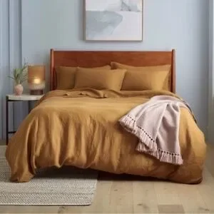 Quince | Bedding | Nwt Quince European Linen Queen Full Duvet Set With  Shams In Tobacco